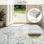 Lofus 5x7 Washable Rugs Non-Slip, Vintage Floral Area Rug - Image 8