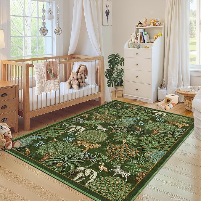 GarveeHome Jungle Animal Print Rug 3x5 Washable Area Rugs - Image 3