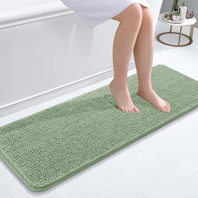 OLANLY Bathroom Runner Rugs 47x17, Soft Absorbent Chenille Bath Rugs, Rubber by OLANLY