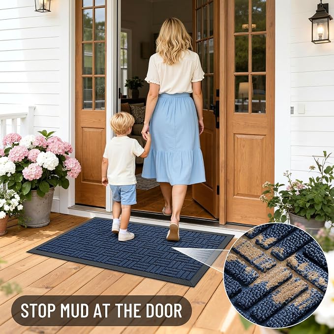 OLANLY Front Door Mat Outside Entrance 47x17, Heavy Duty Sturdy Natural Rubber - Image 7