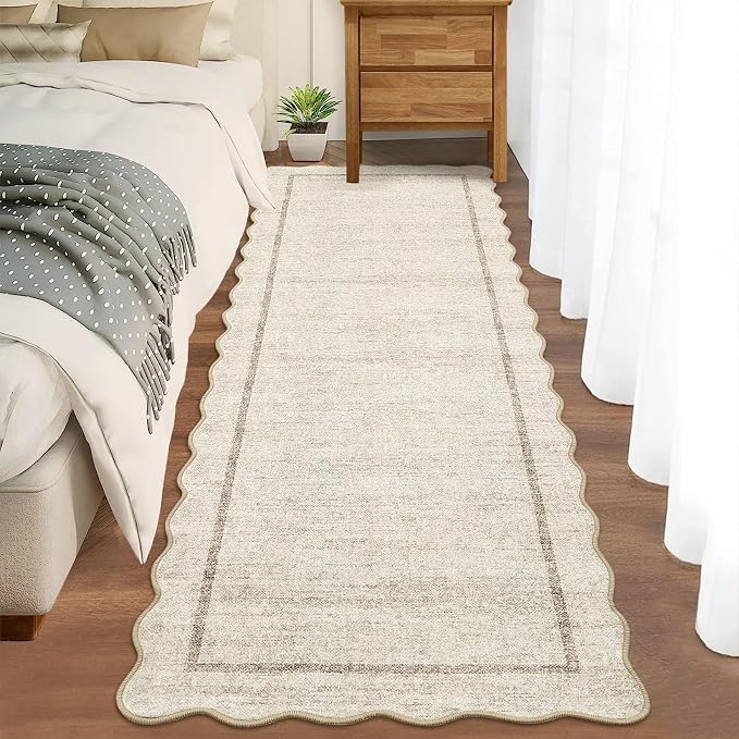 GarveeHome Scalloped Washable Kitchen Runner Rug 2x8, Non Slip Boho Soft by GarveeHome