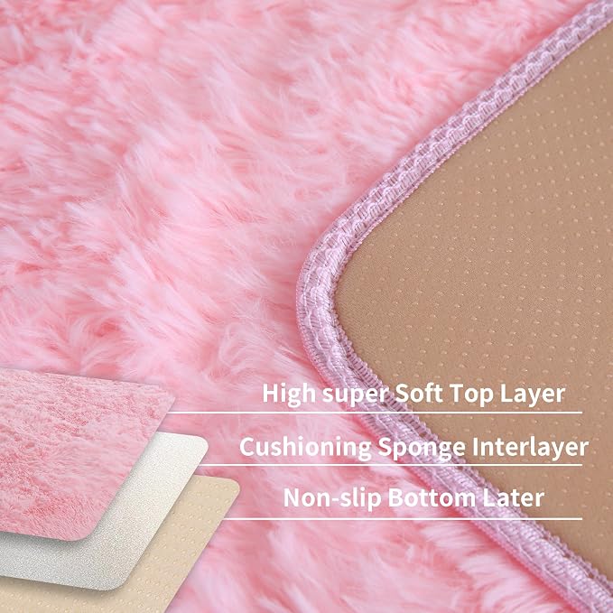 Pink Fluffy 8x10 Large Area Rugs - Image 4