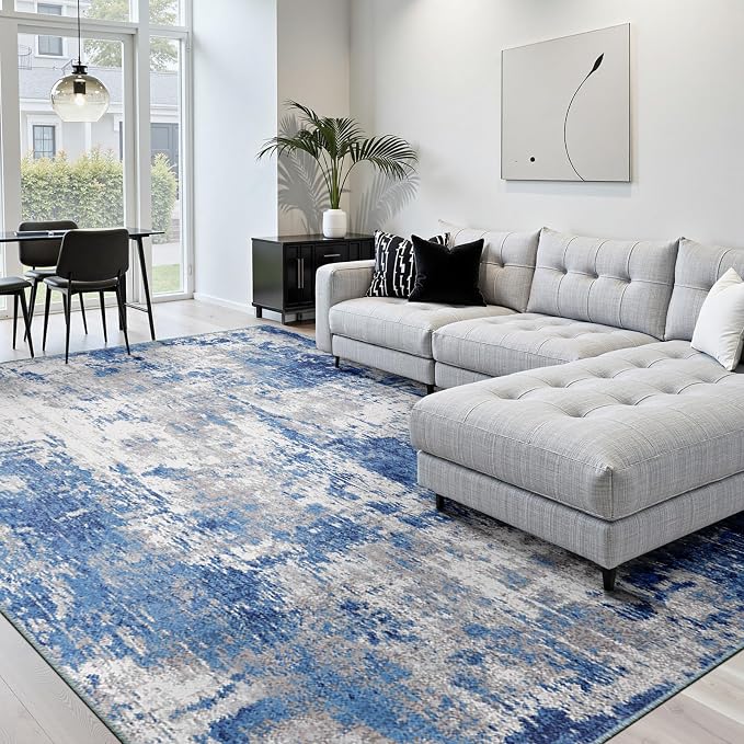 RELEANY Washable Area Rugs Square 10ft Non-Slip Modern Abstract Soft - Image 8