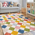 jinchan Macy 3x5 Area Rug for Kids Room Modern Colorful Checkered Diamond by JINCHAN