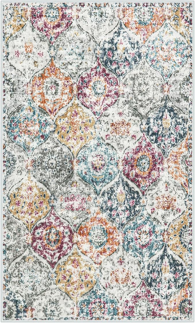 Lahome Moroccan Trellis Washable Small Area Rug, 3x5 Black Rug - Image 6