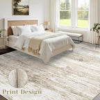 Washable Rug 9x12 Area Rugs for Living Room: Large Neutral Soft Rug Abstract - Image 2
