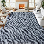 qulint Zebra Rug for Living Room, 6x9 Area Rug for Bedroom Soft Shaggy Modern by QULINT