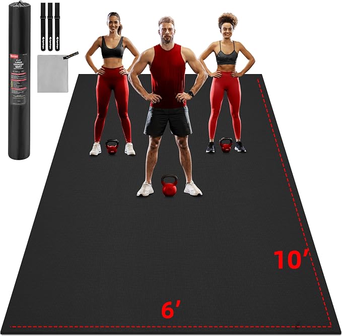 GymCope Extra Large Exercise Mat, Shoe-Friendly, High-Density, Weight Lifting by GymCope