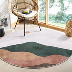 4ft Abstract Round Rug, Soft Washable Non-Slip Sun and Mountain Circle Kids - Image 7