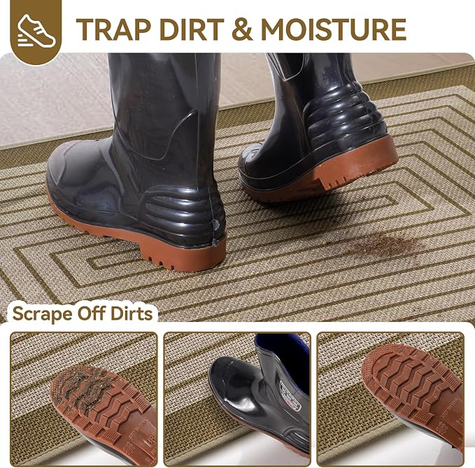 Front Door Mat 17''x30'', Absorbent Dirt Resist Washable Non Slip Low-Profile - Image 4