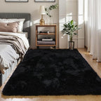 KICHOWUA 6x9 Black Fluffy Shag Rug - Image 5