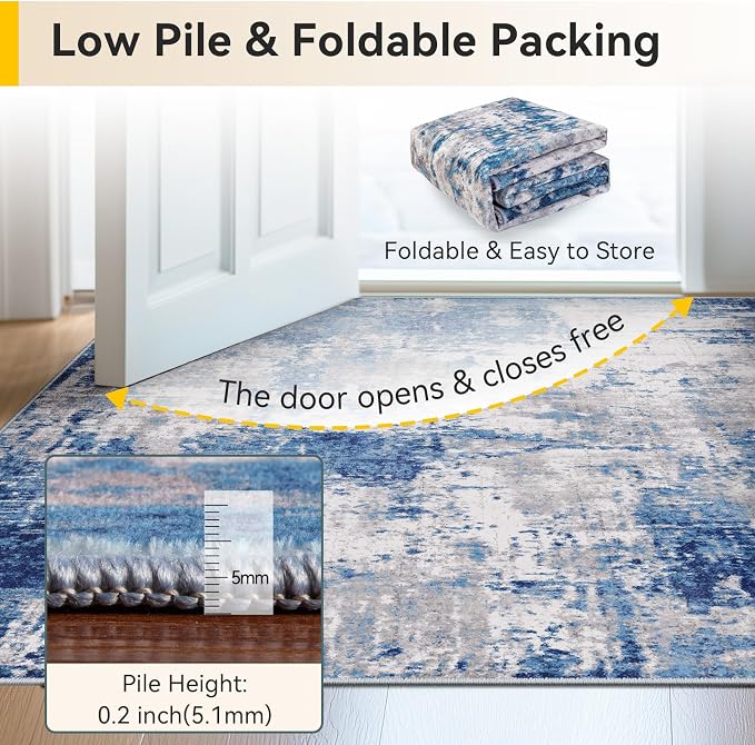 RELEANY Washable Area Rugs Square 7ft Non-Slip Modern Abstract Soft - Image 4