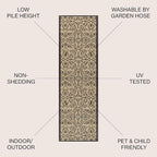 JONATHAN Y Vintage Filigree Indoor Outdoor Runner Rug 2X20 Black/Khaki - Image 2