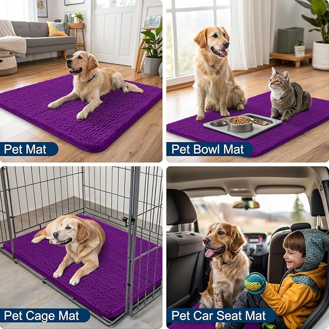 Smiry Dog Door Mat for Muddy Paws 40x32, Absorbent Dirt Trapper, Non-Slip - Image 6
