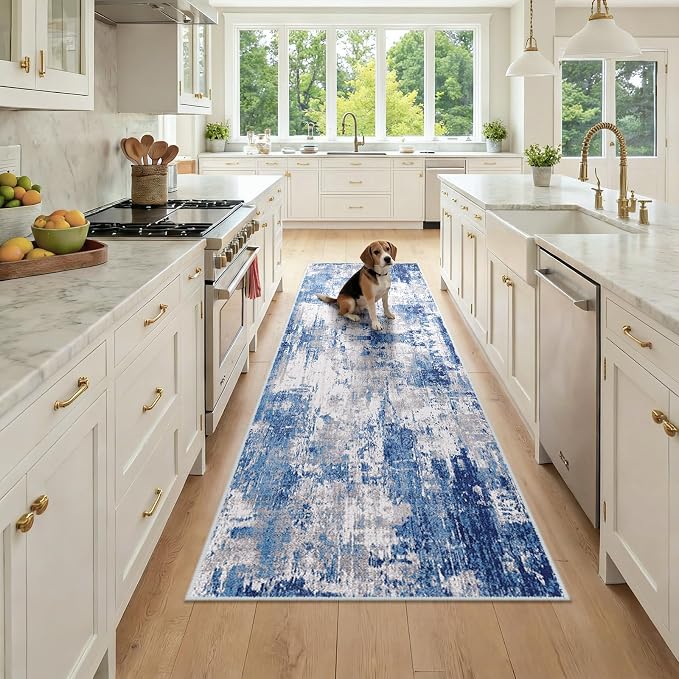 RELEANY Washable Area Rugs 2'6"x8 Non-Slip Modern Abstract Soft by RELEANY