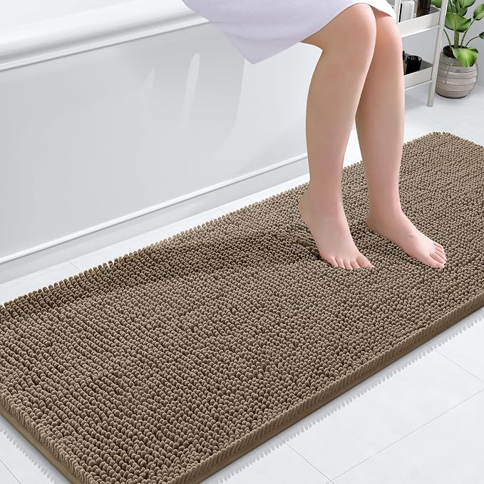OLANLY Bathroom Runner Rugs 59x24, Extra Soft Absorbent Chenille Bath Rugs by OLANLY