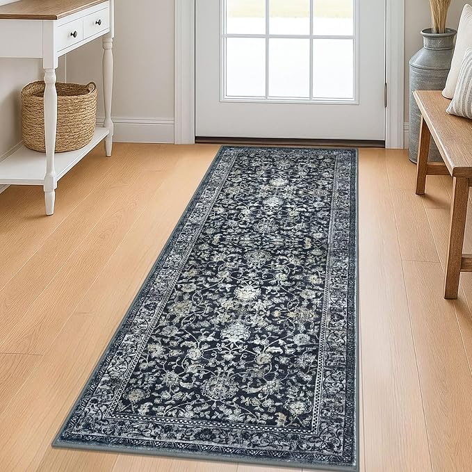 KILOCOCO Hallway Runner 2x5 Rug Runner Printed Vintage Floral Washable Kitchen by Kilococo
