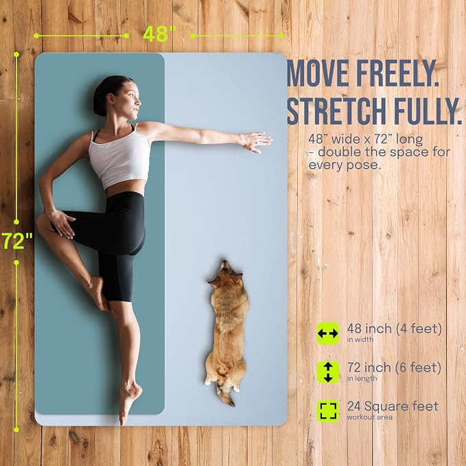 Gogokiwi Large Yoga Mat – 1/4" & 1/2" Thick Exercise Mats - Image 3