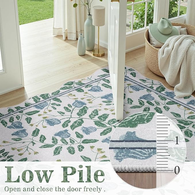 DCX Washable Botanical Floral Rug 3x5, Non Slip Low Pile Carpet - Image 4
