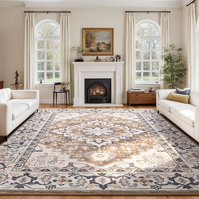 Lessymo 8 x 10 Area Rugs for Living Room- Machine Washable Area Rugs Boho Faux by Lessymo