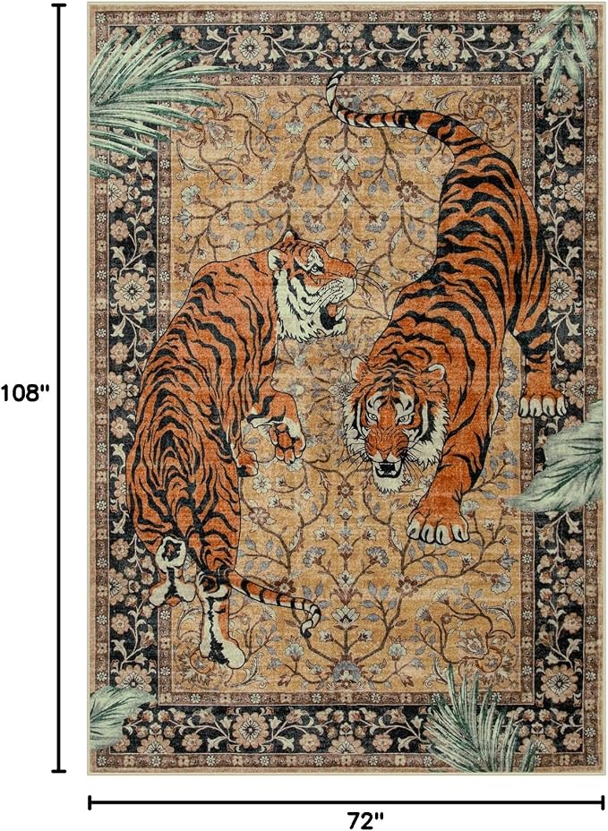 Moynesa Tiger 6x9 Rug, Washable Large Rugs - Image 2
