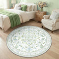 RELEANY Area Rugs Round 4ft Washable Non-Slip, Floral Vintage Distress by RELEANY
