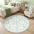 RELEANY Area Rugs Round 4ft Washable Non-Slip, Floral Vintage Distress by RELEANY