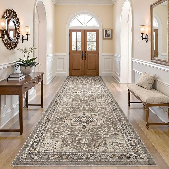 Vintage Hallway Runner Rug 3x10: Large Soft Washable Entryway by COTILED