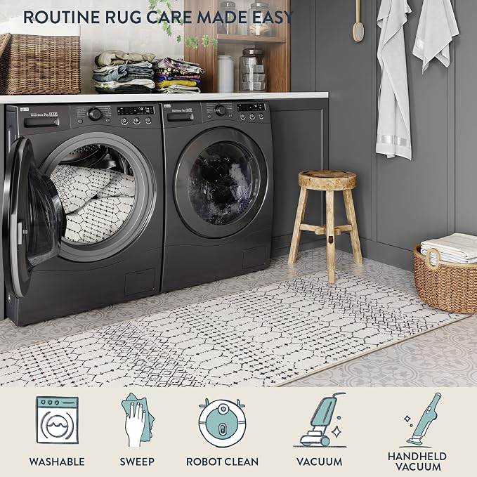 Lahome Moroccan Washable 2x6 Runner Rug, Non-Slip Beige Kitchen Hallway Runner - Image 4