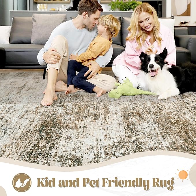 XLUEZ 5x7 Area Rugs for Living Room, Washable Modern Abstract Large Area Rug - Image 6