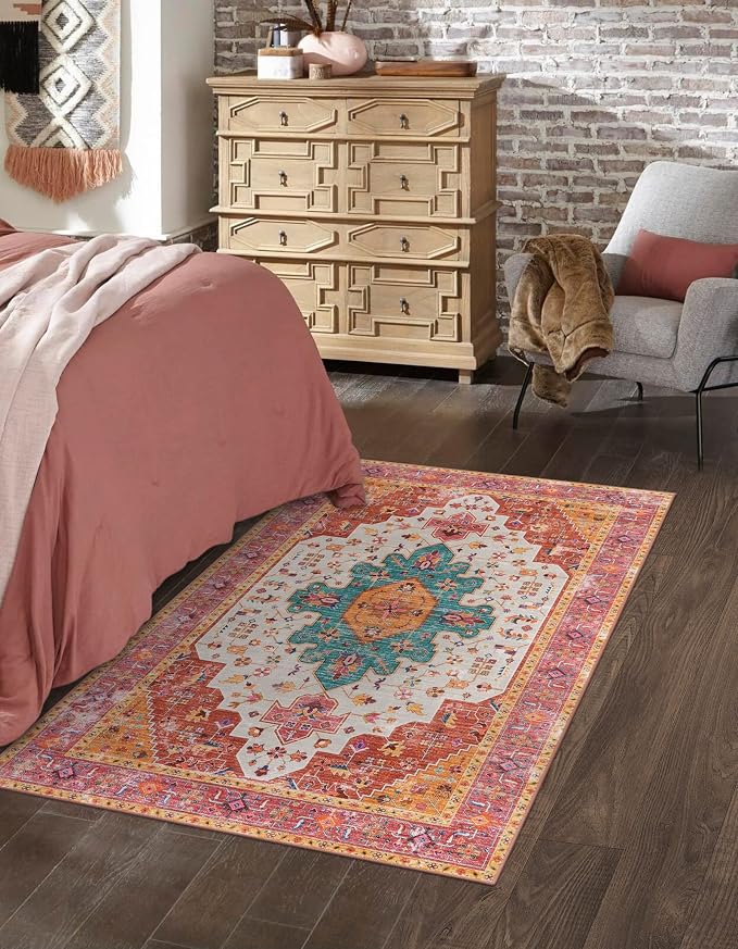 Moynesa Ultra-Thin Washable Vintage Area Rug - Image 6