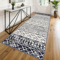 KUTA Moroccan Kitchen Rugs 3x8, Non-Slip Vintage Black Navy Blue Boho Hallway by KUTA