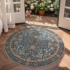 jinchan Zenith Round Rug 4ft Area Rug Soft 4'Round Floral Aesthetic Rug by JINCHAN