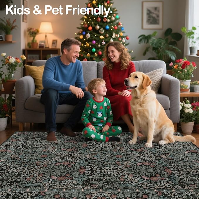 6x9 Washable Area Rugs for Living Room, Stain Resistant Vintage Rugs for Dining - Image 6