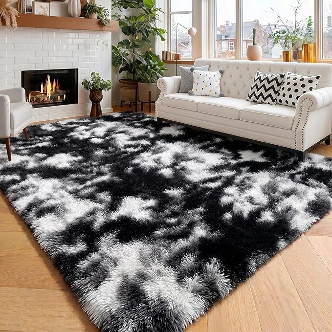 Amdrebio Black White Grey Area Rugs by Amdrebio