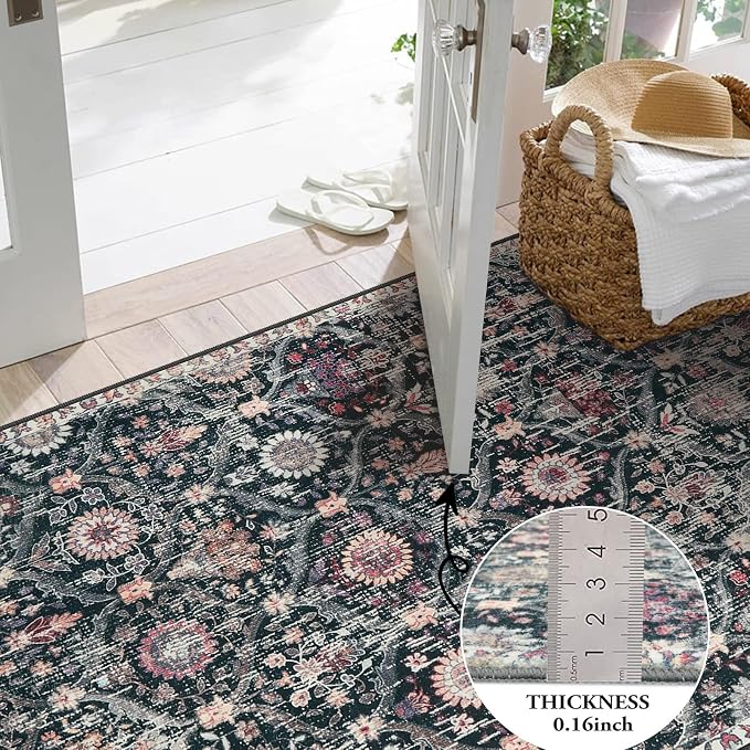 Lahome Moroccan Trellis Washable Round Area Rug, Round Rug 5ft Soft Non-Slip - Image 3