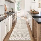 KUTA Moroccan Washable Runner Rug 2.6x8, Non-Slip Vintage Beige Boho Hallway - Image 2