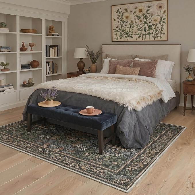 GENIMO Washable Rugs 8x10 for Living Room, Non Slip Vintage Floral Area Rug - Image 2