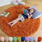 Amdrebio Burnt Orange Round Circle Rug 4Ft by Amdrebio