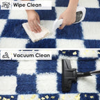 KICMOR Navy Blue and Cream White Rugs - Image 4