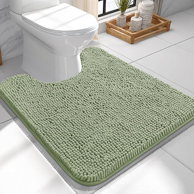 OLANLY Toilet Rugs U-Shaped 24x24, Extra Soft Absorbent Chenille Contour by OLANLY