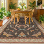 Washable Brown Farmhouse Rug 7x9, Low Pile Area Carpet - Image 3