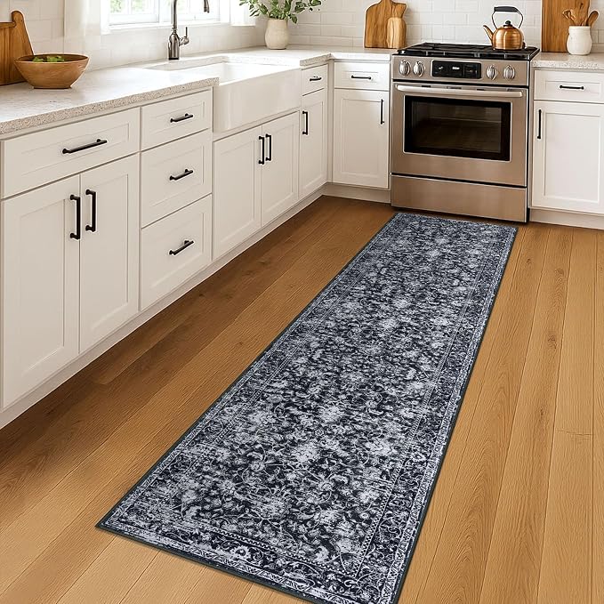 KILOCOCO Hallway Runner 2x7 Rug Runner Printed Vintage Floral Washable Kitchen - Image 2