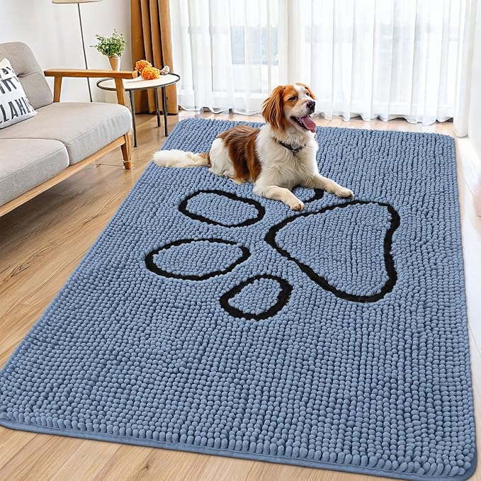 Smiry Dog Door Mat for Muddy Paws, Absorbent Dirt Trapper Non Slip Quick Dry by Smiry