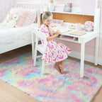 Rainbow Fluffy Kids Rugs for Girls Bedroom, Unicorn Room Decor Aesthetic - Image 3