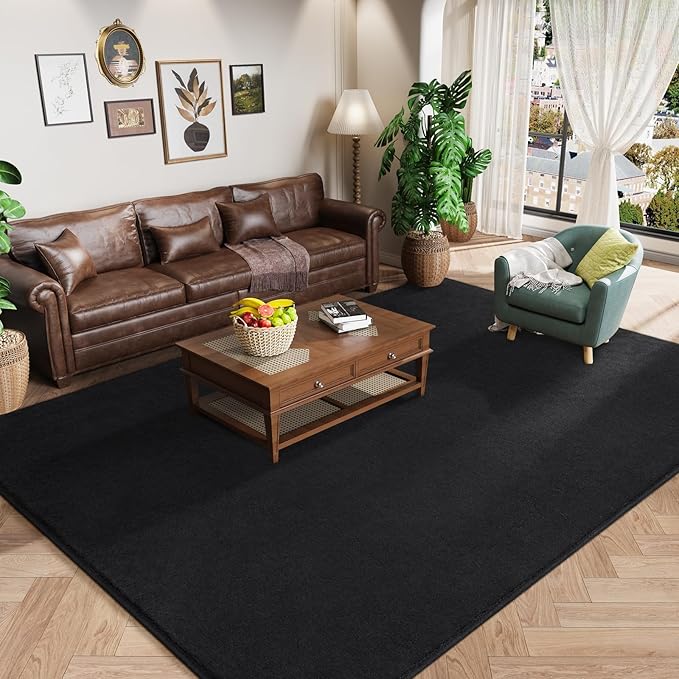Amearea Large Modern Area Rugs for Bedroom Living Room, 6x9 Feet Black by AmeareaDirect
