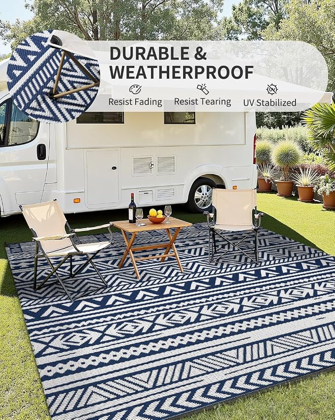 MontVoo-Outdoor Rug Carpet Waterproof 5x8 ft Reversible Patio Rug RV Camping - Image 3