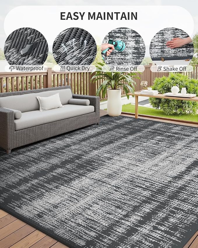 MontVoo Outdoor Rug Waterproof 5x8 ft Outdoor Carpet Patio Rug Mat Reversible - Image 6
