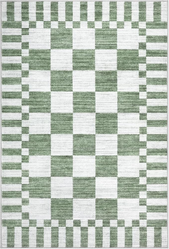 GarveeHome Sage Green Checkered Rug 2x3 Washable Rug Non-Slip - Image 4