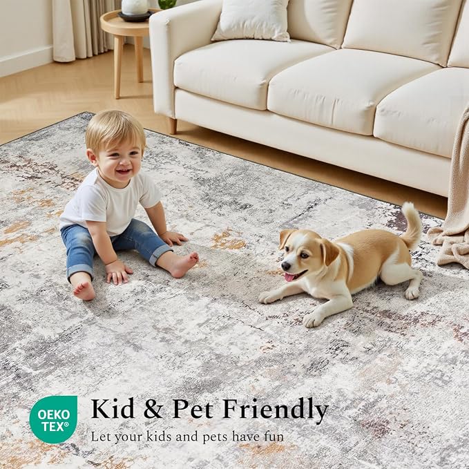 Rugflix 10x14 Area Rugs for Living Room, Washable Large Rug Stain-Resistant Low - Image 6